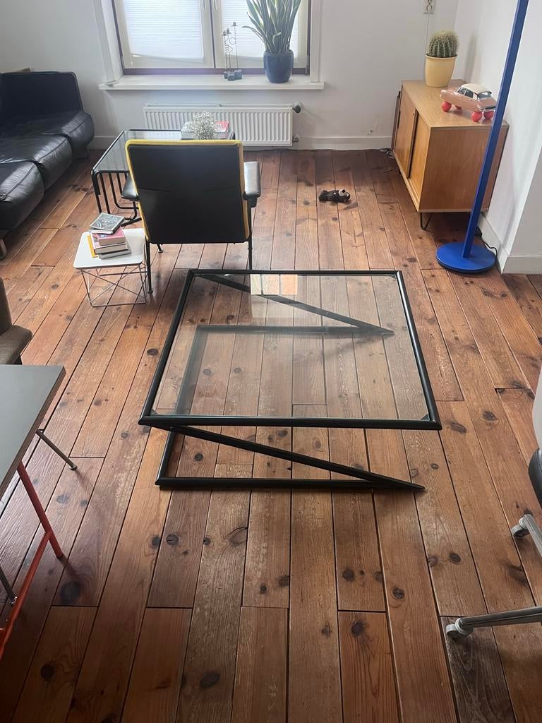 Harvink Z design salontafel, Huis en Inrichting, Tafels | Salontafels, Gebruikt, 50 tot 100 cm, 100 tot 150 cm, Vierkant, Glas