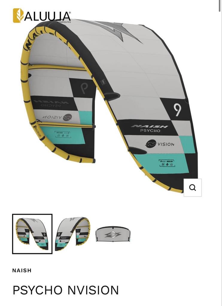 Naish Psycho Nvision Kitesurf Kite 9m², Watersport en Boten, Kitesurfen, Gebruikt, 9 m², Geen board, Ophalen of Verzenden