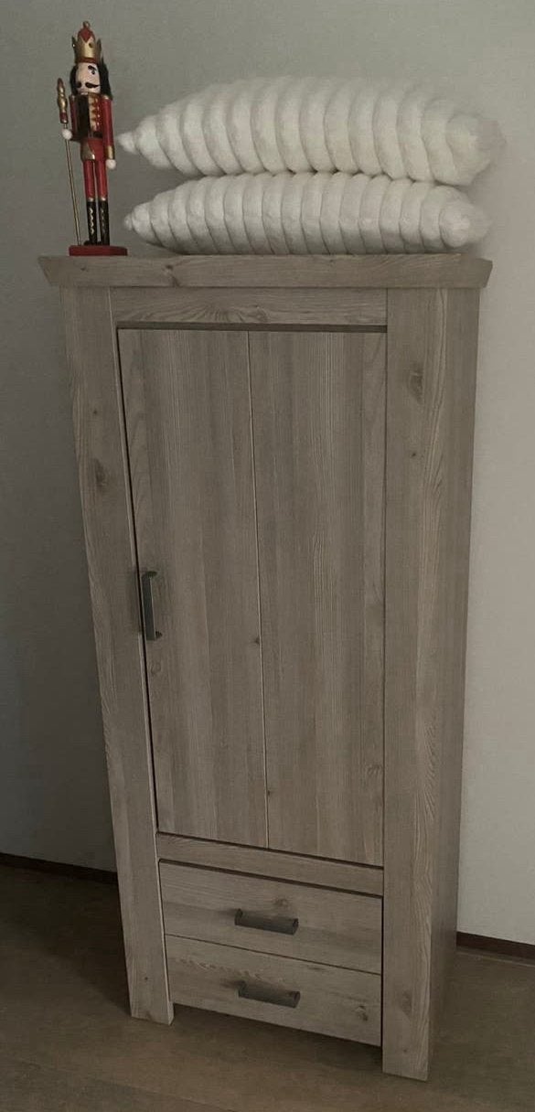 Kast grijs eiken, multifunctioneel (laden en planken), NwSt, Ophalen, Zo goed als nieuw