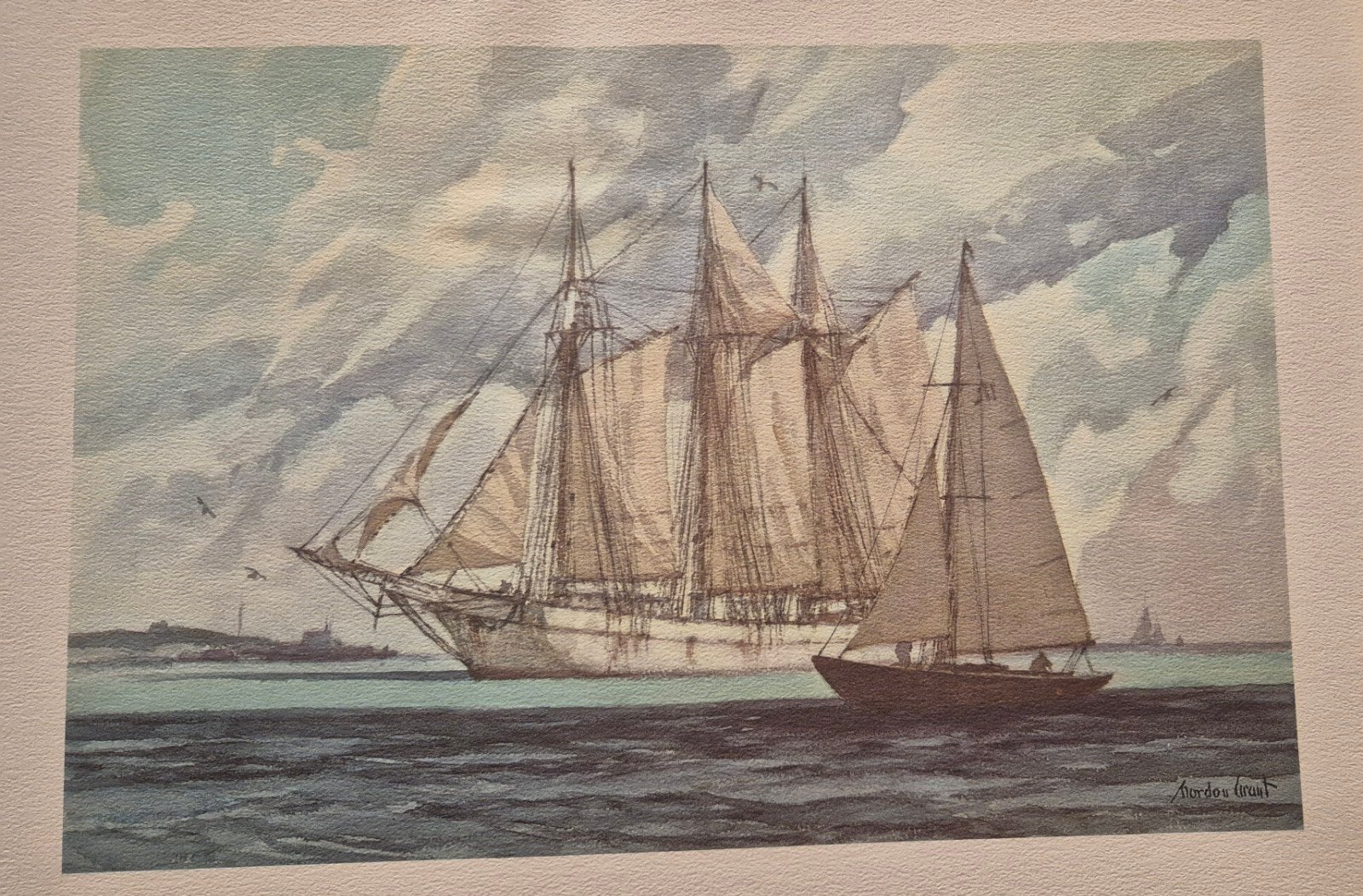 Maritiem schilderij van zeilschepen - Gordon Grant, Antiek en Kunst, Kunst | Schilderijen | Klassiek, Origineel werk, Maritiem / water