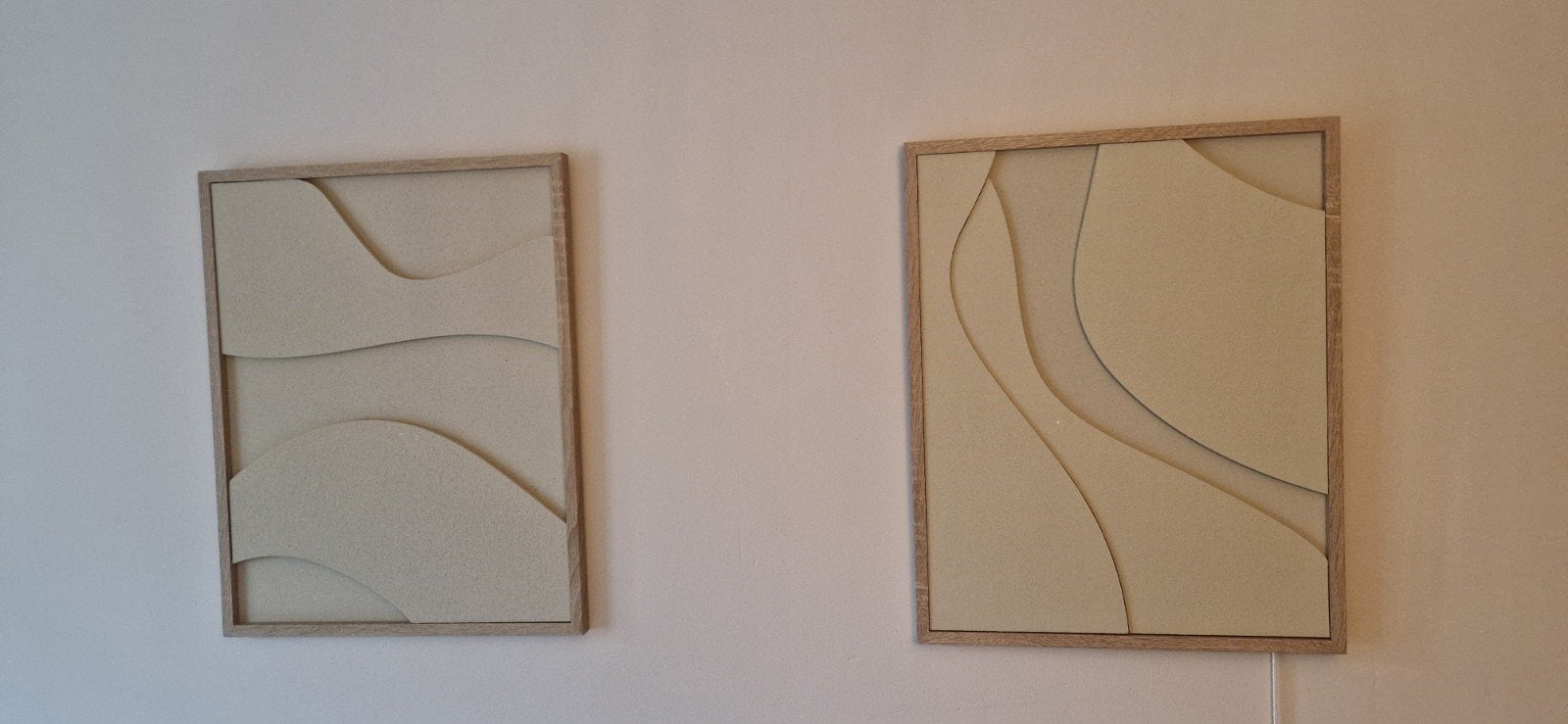Set van 2: Abstracte 3D Wanddecoratie in Houten Lijst, Antiek en Kunst, Verzenden