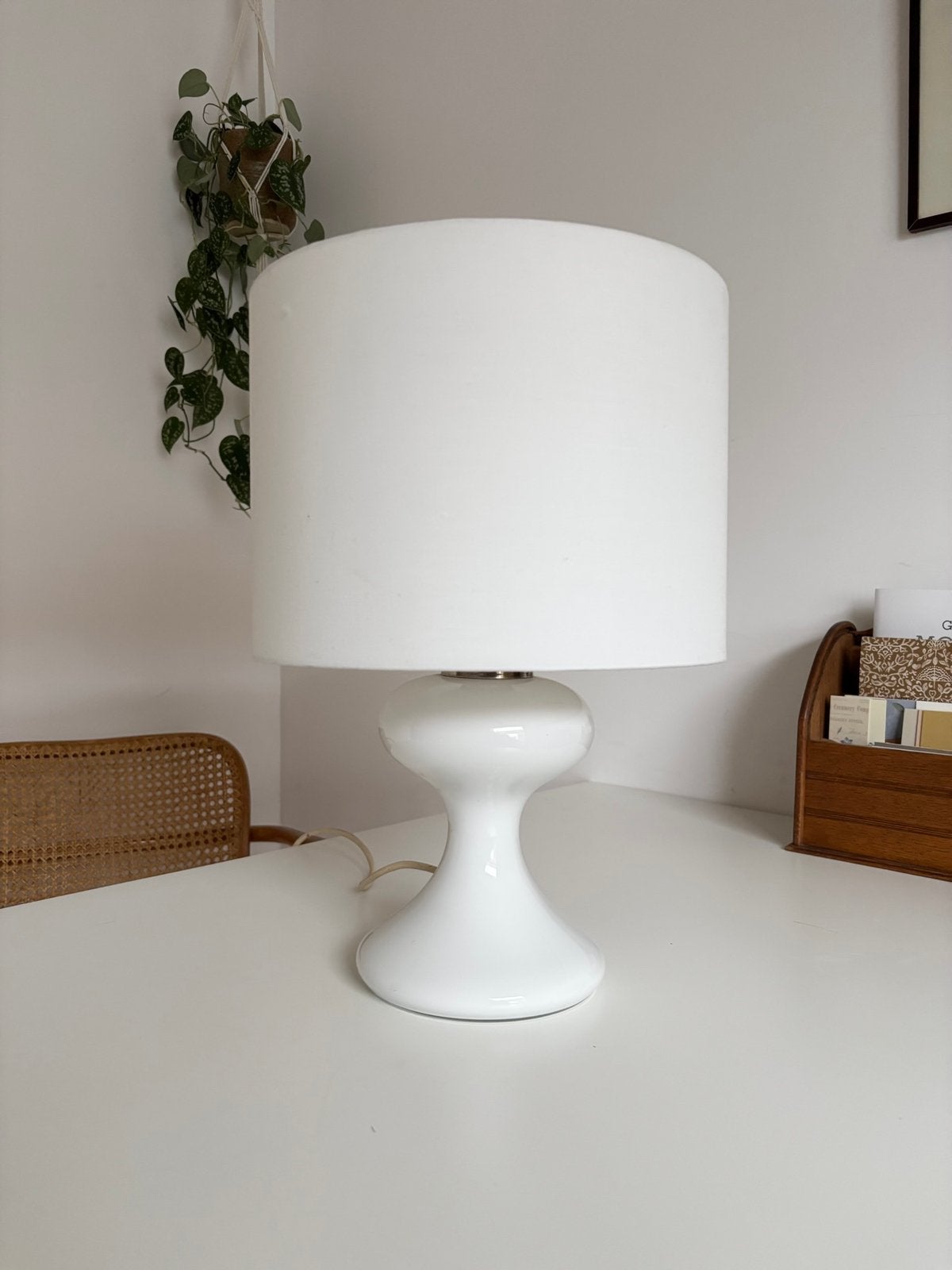 Mooie vintage design tafellamp, ML 1, Ingo Maurer ‘60s, Huis en Inrichting, Wit, Gebruikt, -, -