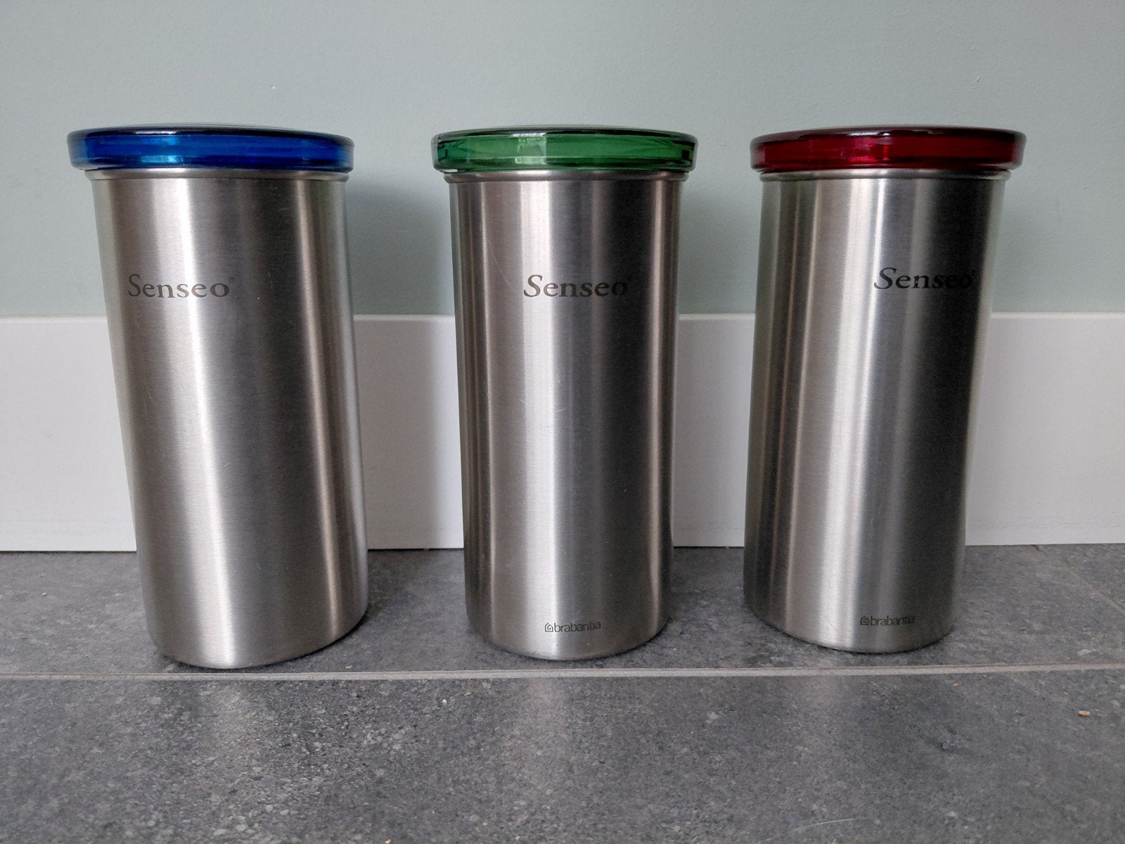 Senseo Bewaarbus Koffiepads RVS - Set van 3, Ophalen, Zo goed als nieuw, Voorraadpot, Metaal