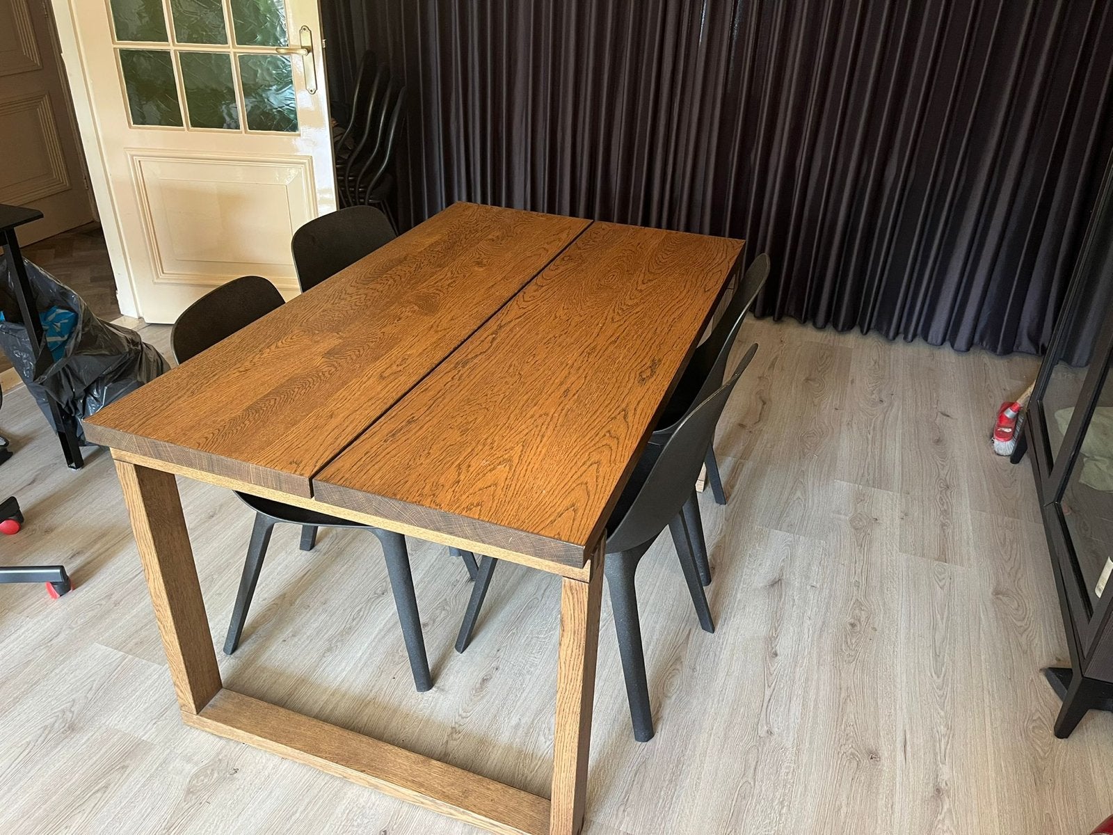 houten eettafel, Ophalen, Gebruikt, 100 tot 150 cm, Eikenhout