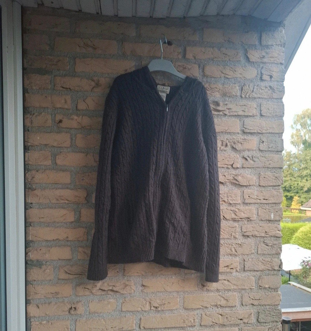 Vintage L.L. Bean Lamswollen Kabeltrui Hoodie XL, Kleding | Dames, L.L. Bean, Bruin, Maat 46/48 (XL) of groter, Ophalen of Verzenden