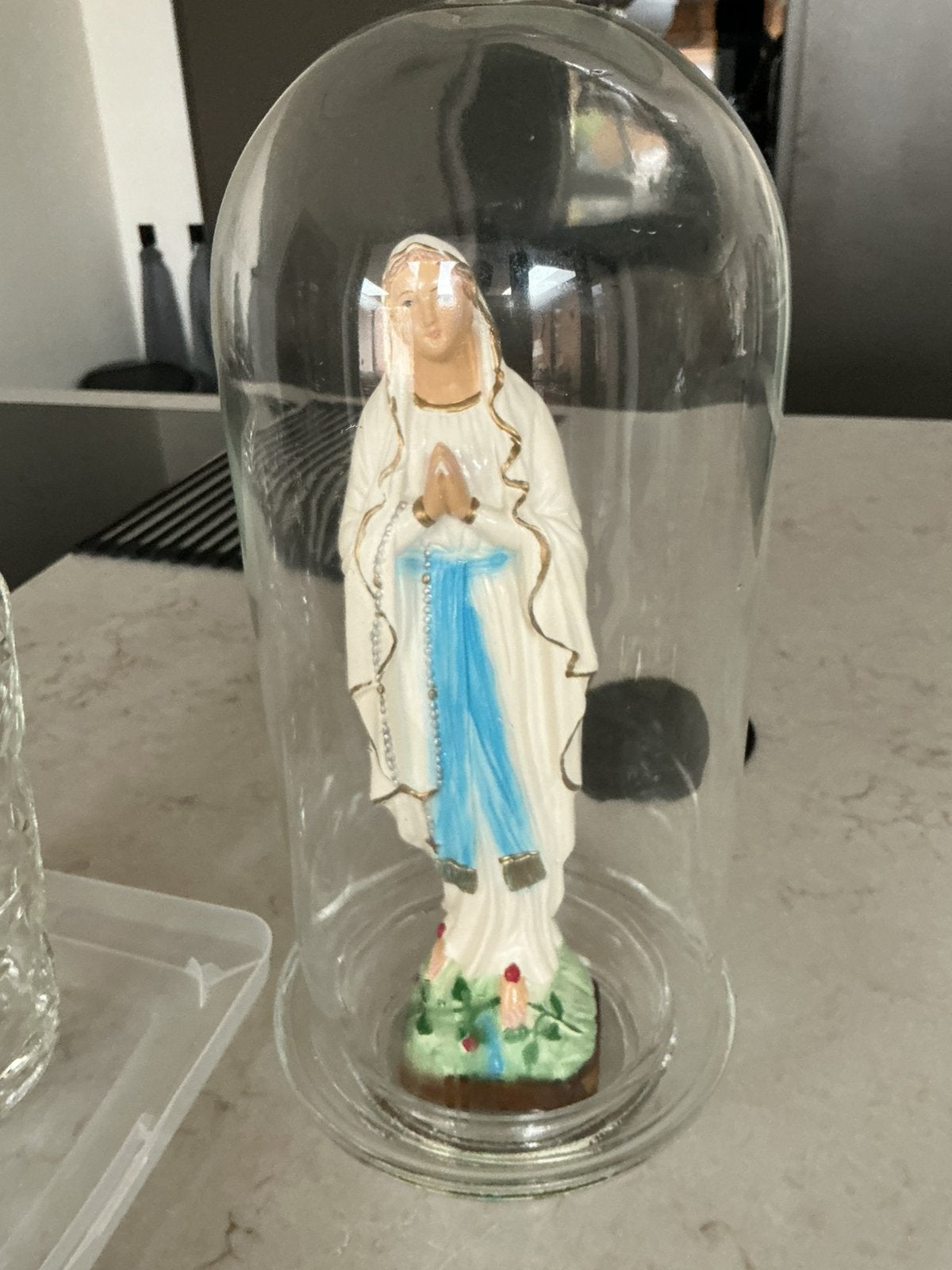 Mooi mariabeel onder glazen stolp, Ophalen