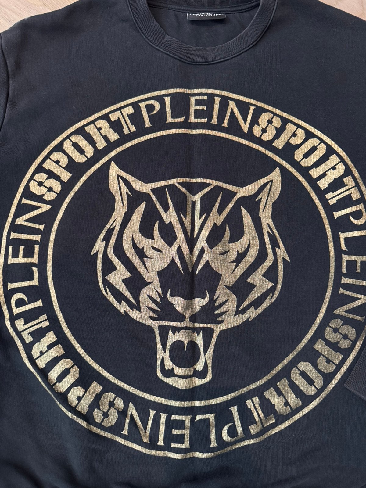 Plein Sport Philipp Plein sweater zwart/goud Maat L, Ophalen of Verzenden, Zo goed als nieuw, Zwart