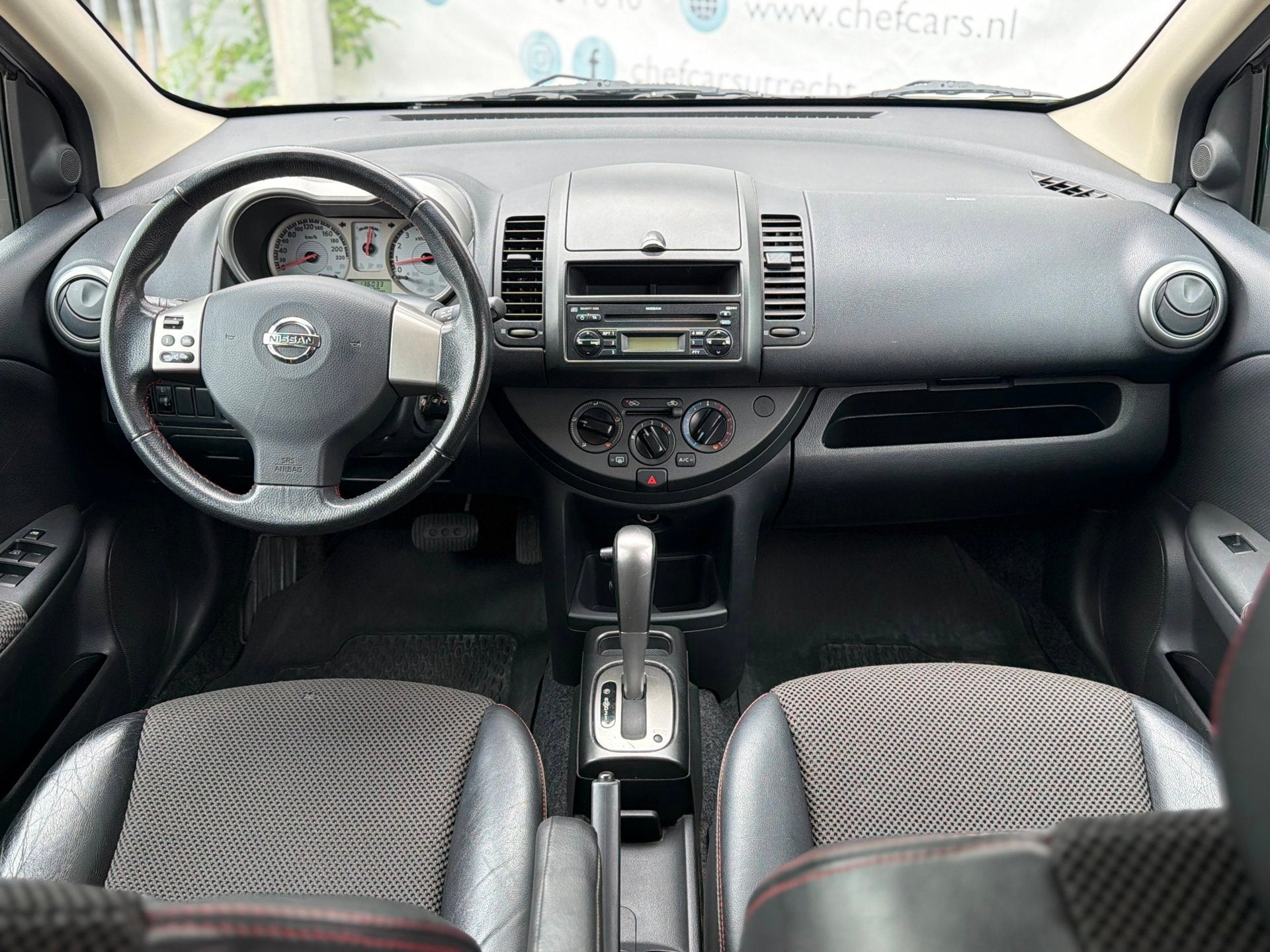 Nissan Note 1.6|AUTOMAAT|AIRCO|ORG LAGE KM|BOEKJES|1EIGENAAR, Auto's, Gebruikt, 750 kg, 4 cilinders, Leder en Stof