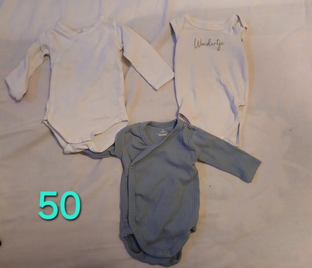 3 rompertjes maat 50, Kinderen en Baby's, Ophalen of Verzenden, Gebruikt, Zeeman, Jongetje of Meisje