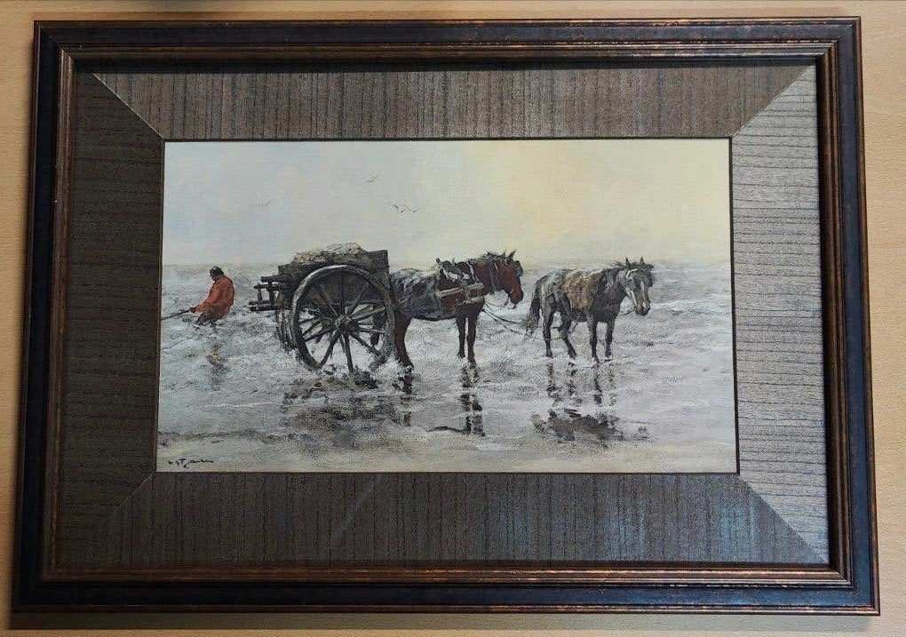 Schilderij WGF Jansen in mooie lijst, 68x48 cm, Antiek en Kunst, Ophalen of Verzenden, Nederlandse school, Ingelijst, Maritiem / water