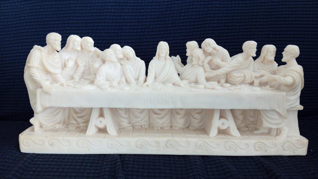 Het Laatste Avondmaal Beeld - Jezus en discipelen, Antiek en Kunst, Kunst | Beelden en Houtsnijwerken, Ophalen, Handgemaakt, 20 - 50 cm