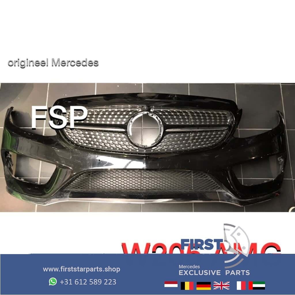 W205 AMG Voorbumper Mercedes C Klasse + diamond gril 2018 Ca, Gebruikt, -, Voor, Ophalen of Verzenden