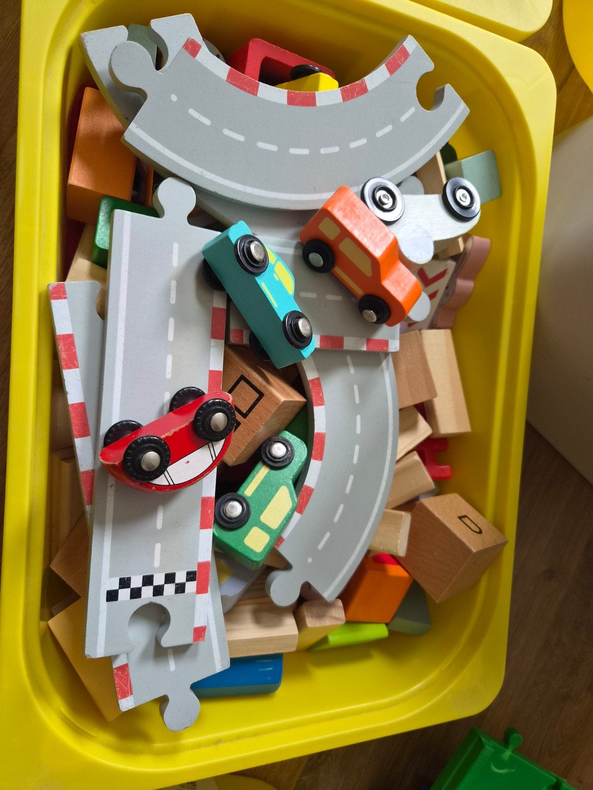 Houten blokken en puzzelblokken (helaas twee blokken gemist), Ophalen of Verzenden, Gebruikt, Overige merken