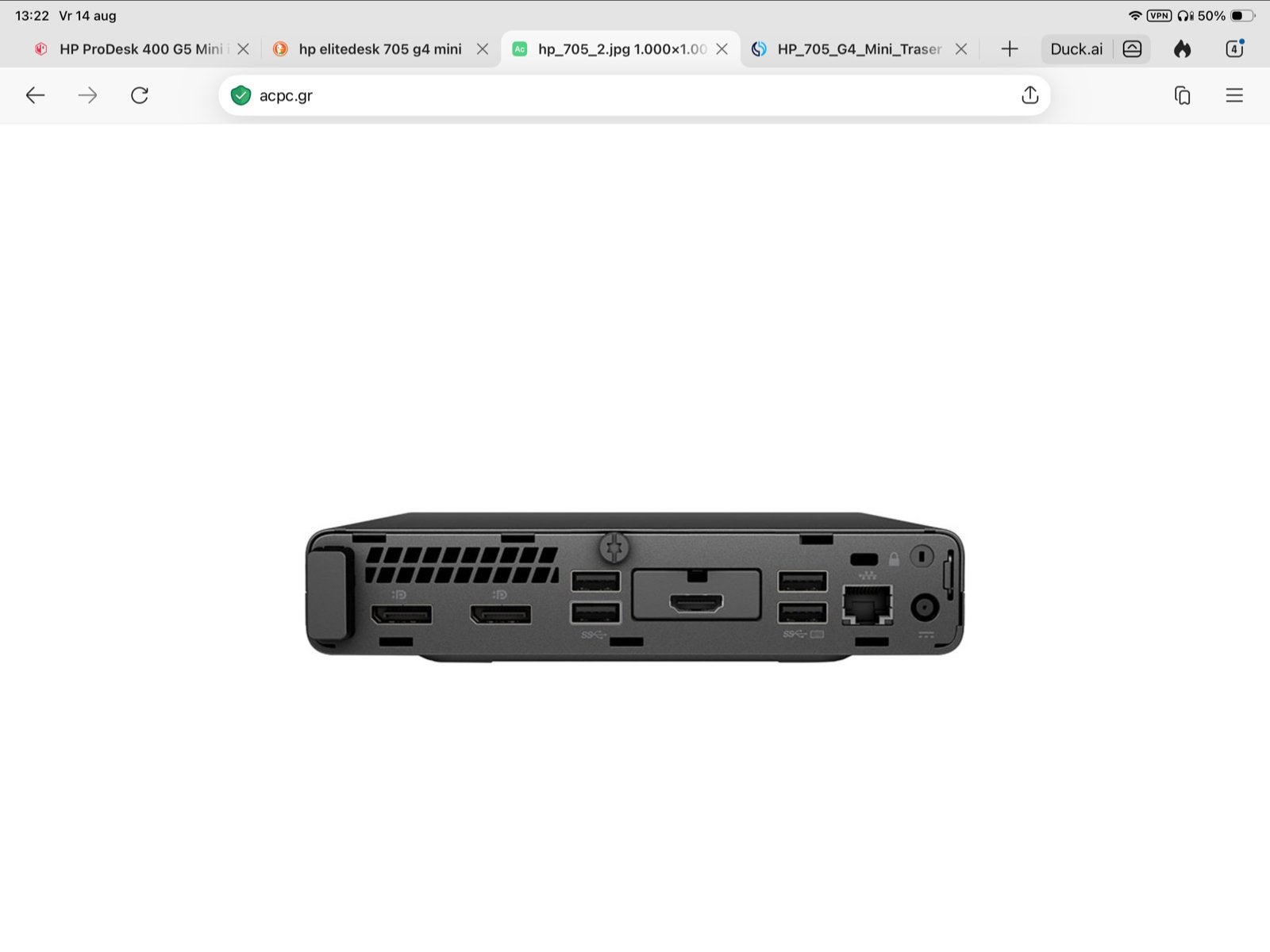 HP Elitedesk 705 G4 Mini AMD Ryzen 5 - 2400G, Ophalen of Verzenden, Zo goed als nieuw, SSD, Met videokaart