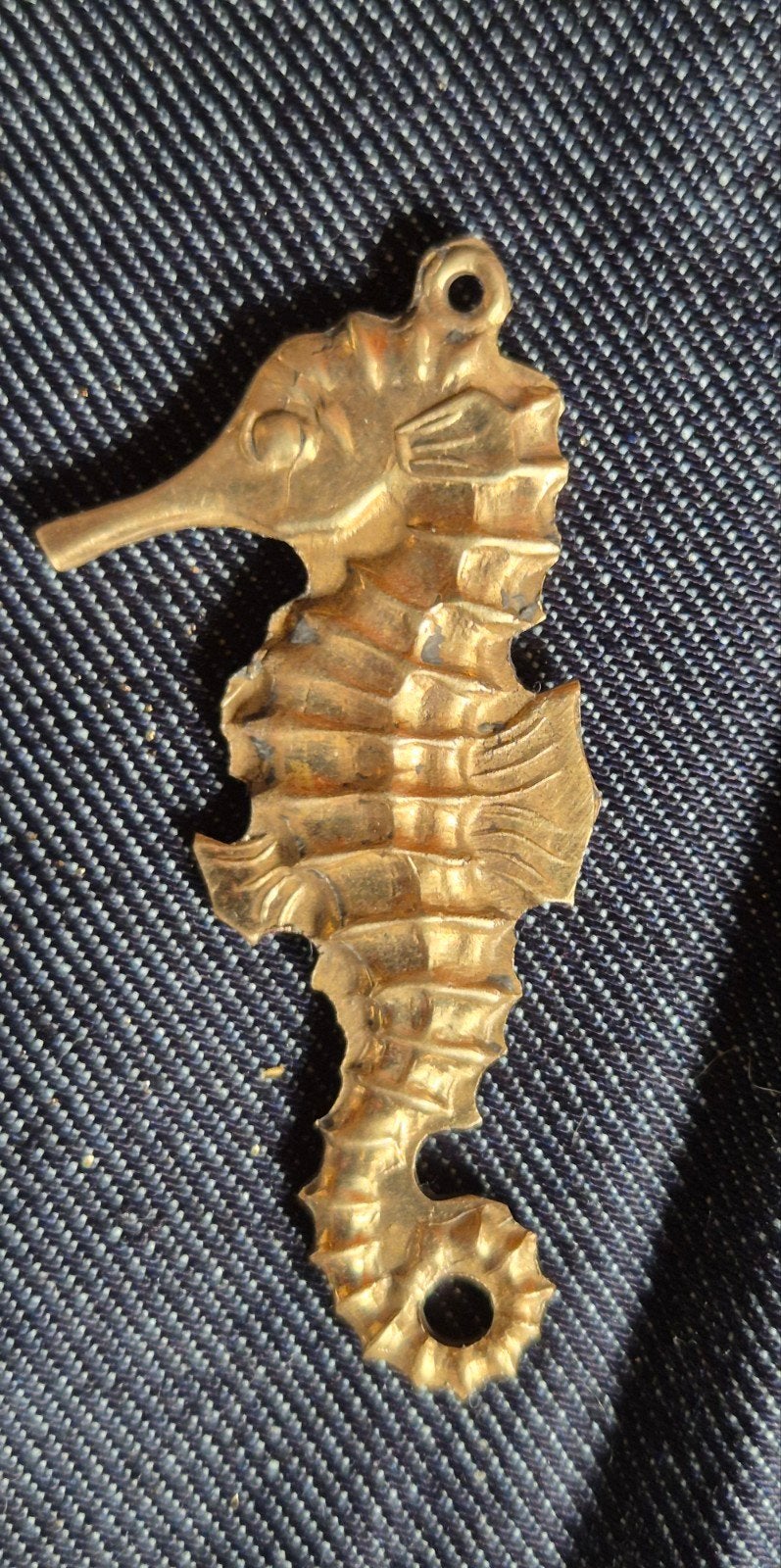 Zeepaardje Hanger - 6cm Hoog, 3cm Breed, Overige materialen, Gebruikt, Ophalen of Verzenden, Goud