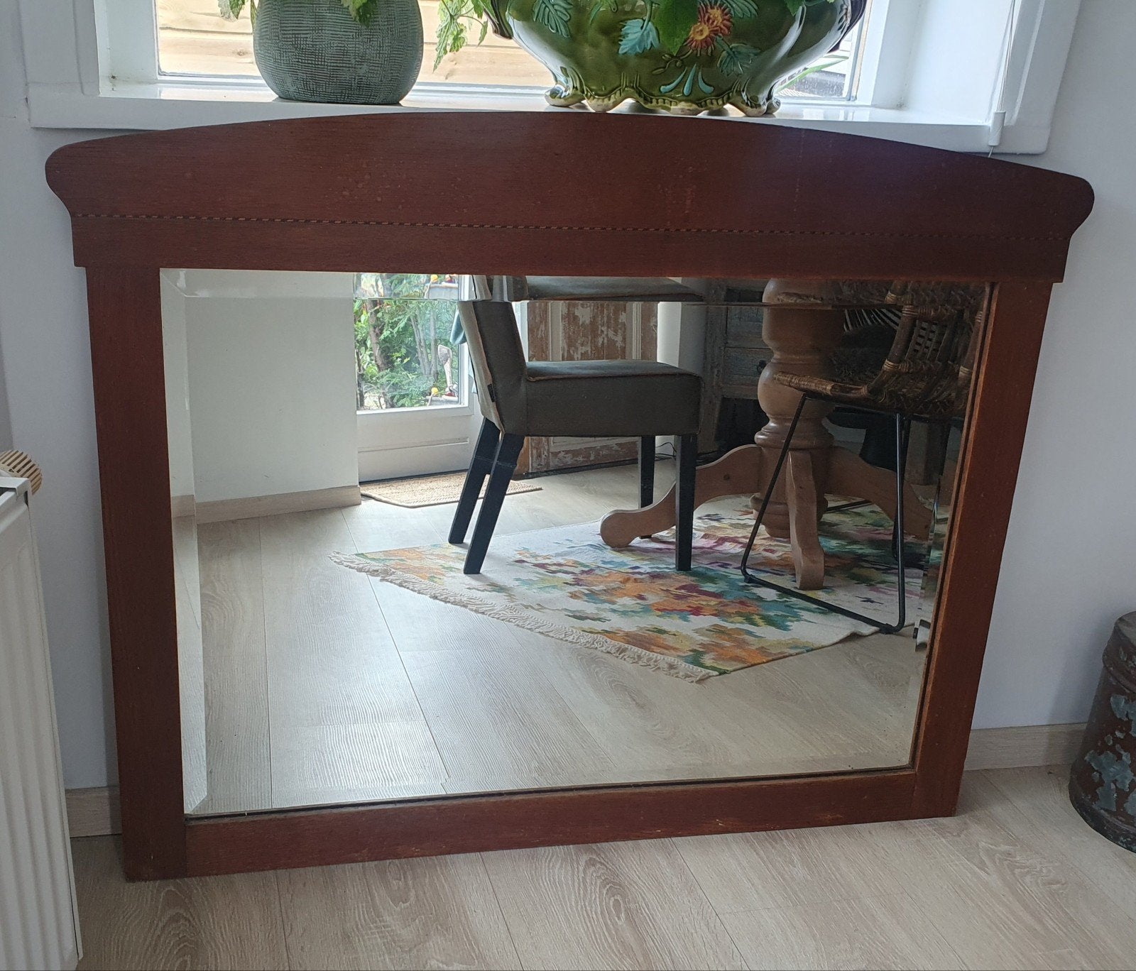 Grote Jaren 20 spiegel - geslepen glas, Huis en Inrichting, Woonaccessoires | Spiegels, Zo goed als nieuw, Minder dan 100 cm, Rechthoekig