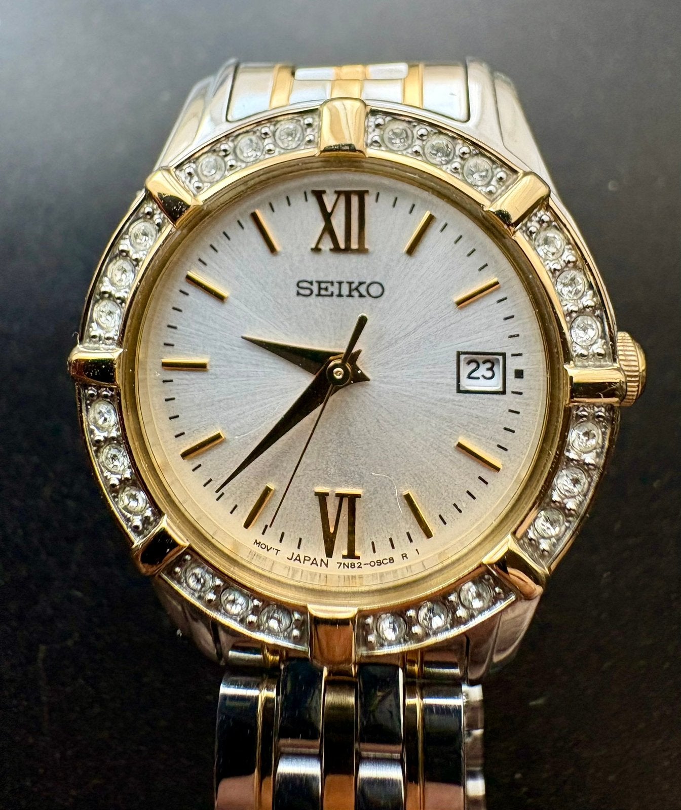 Seiko horloge met 24 Swarovki - kristallen, Ophalen, Zo goed als nieuw, Staal, Seiko