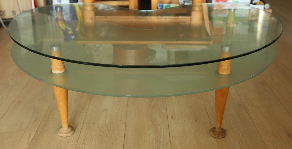 Salontafel., Ophalen, Gebruikt, 100 tot 150 cm, Glas