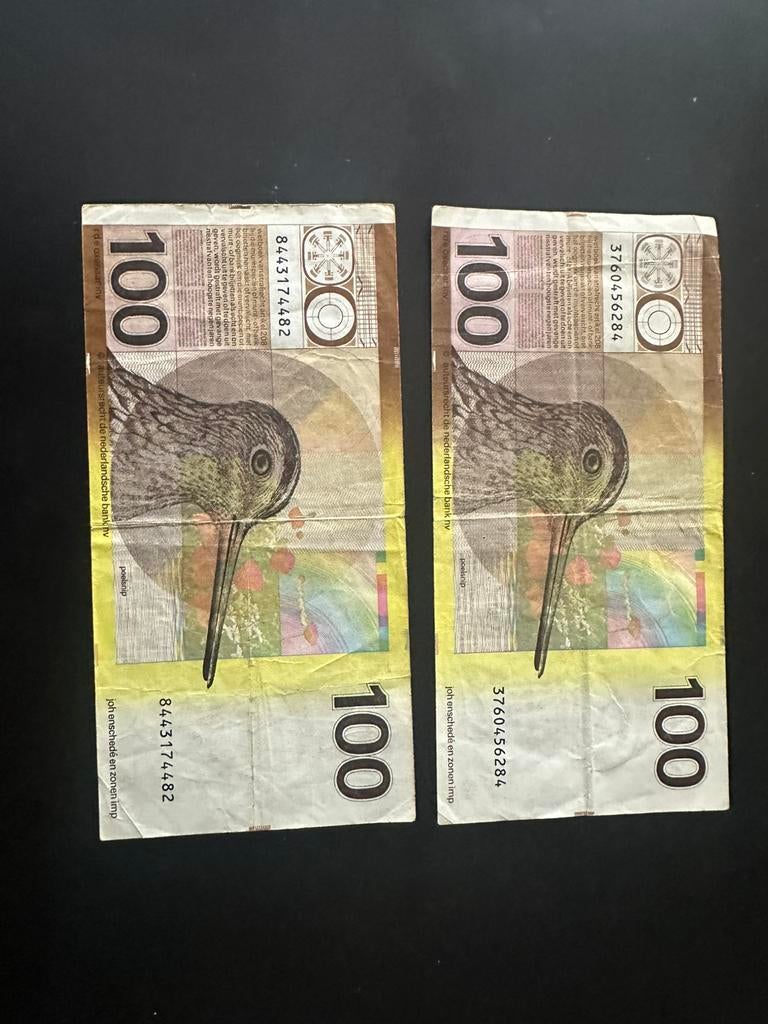 Briefjes van 100 gulden, Verzenden, 100 gulden