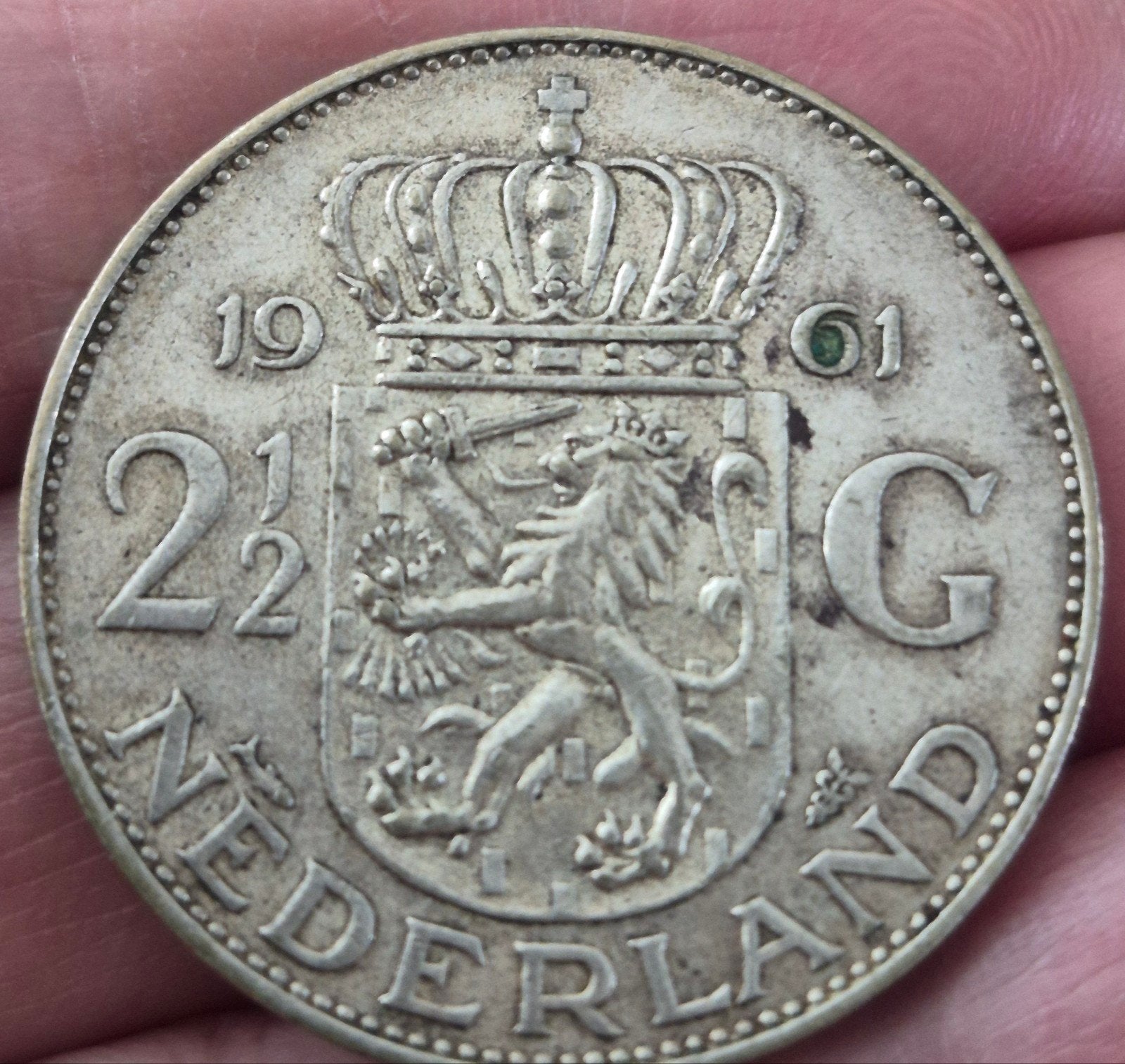 Zilveren ' knaak' juliana 1961, Ophalen of Verzenden, Koningin Juliana, 2½ gulden, Zilver