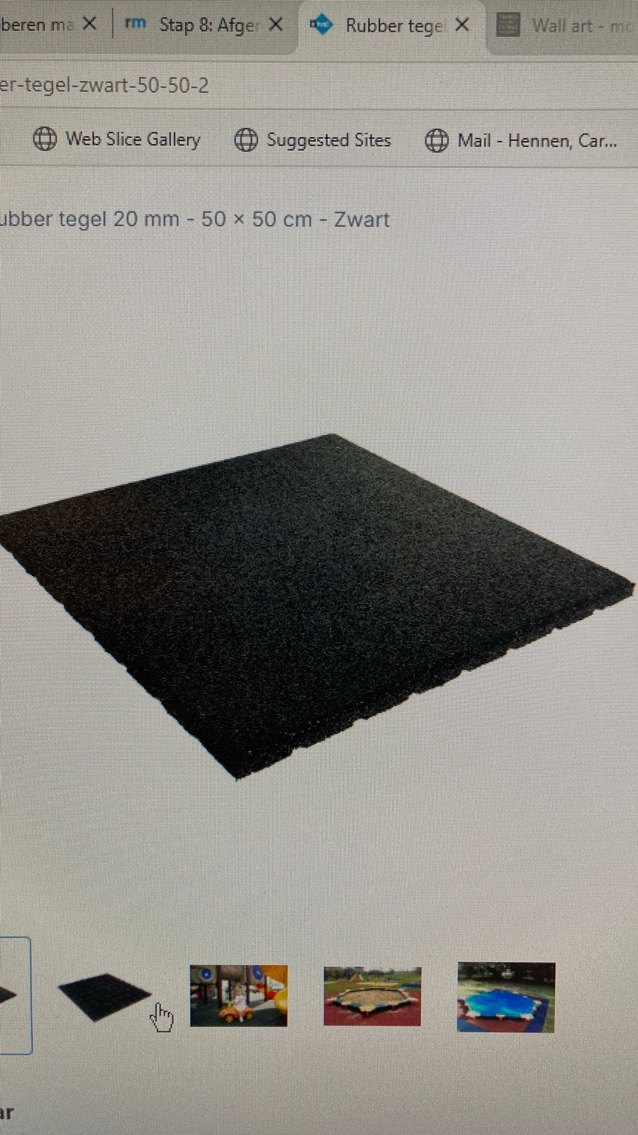 Rubberen terrastegels 50 x 50 cm zwart, Ophalen, Zo goed als nieuw, Rubber, Terrastegels