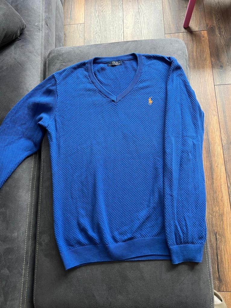Polo Ralph Lauren V-hals trui - Blauw - Maat L, Ophalen of Verzenden, Zo goed als nieuw, Maat 52/54 (L), Blauw