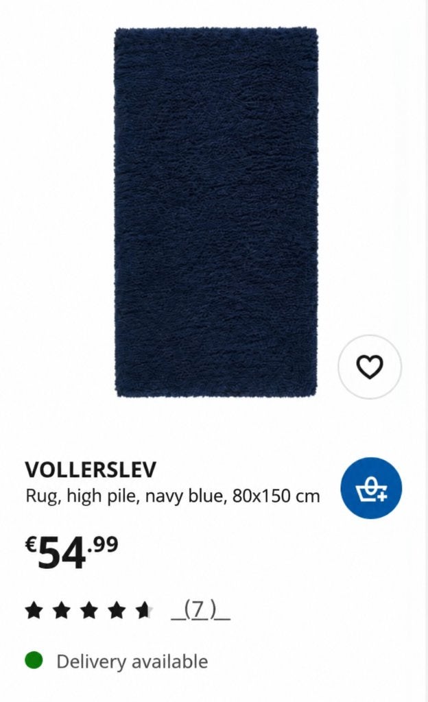 IKEA VOLLERSLEV Hoogpolig Vloerkleed - Donkerblauw, Ophalen, 100 tot 150 cm, Blauw, 50 tot 100 cm