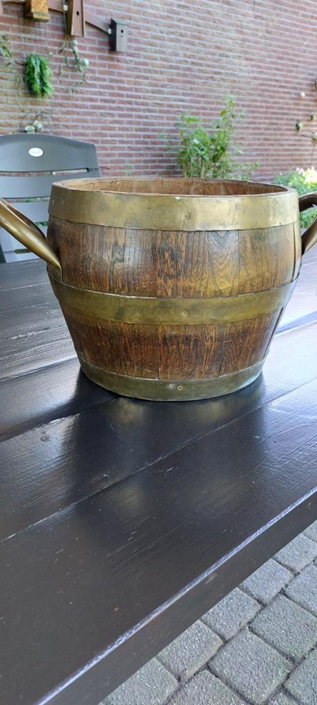 Oud houten vat  jaren 40 hout met koperen hengels en banden., Antiek en Kunst, Ophalen of Verzenden
