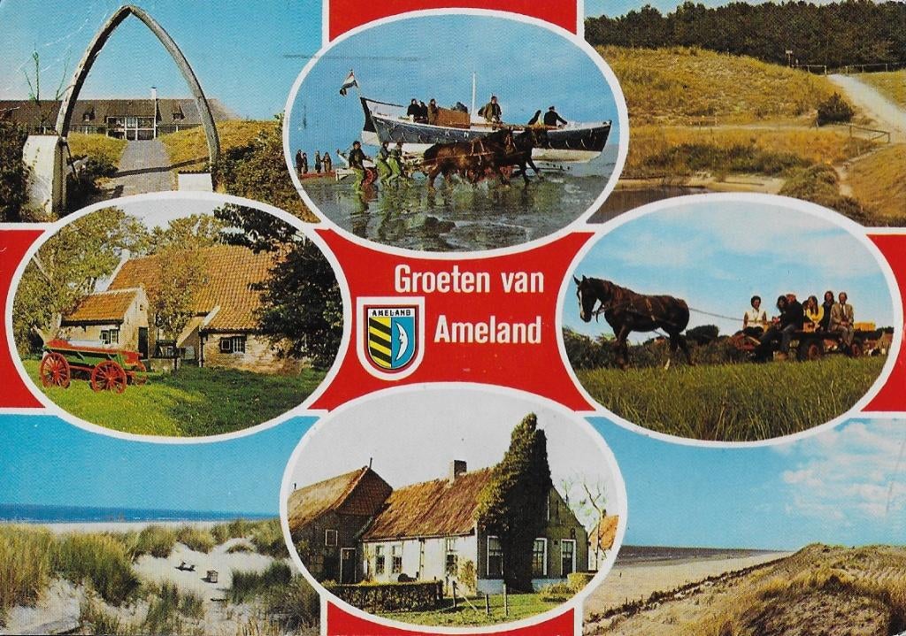 Ameland gelopen ansichtkaart ( a628 ), Ophalen of Verzenden, 1980 tot heden, Gelopen, Waddeneilanden