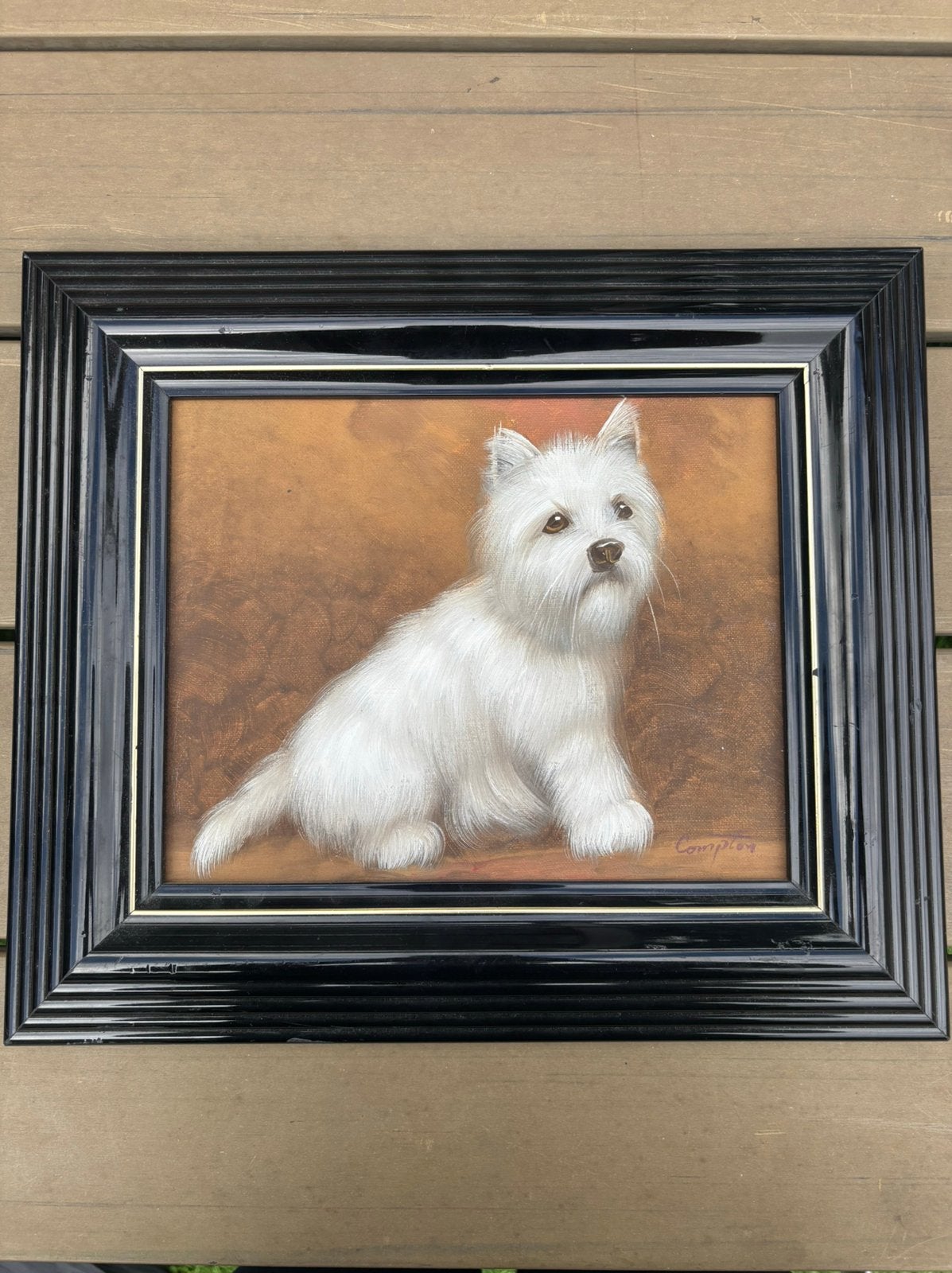 Schilderij witte terriër, Ophalen