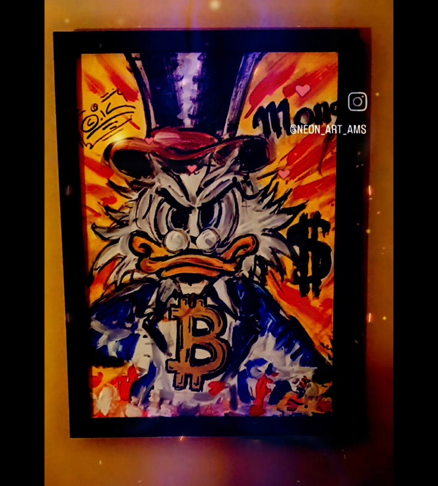 Dagobert Duck  Bitcoin – Handgeschilderd 
Een stoer en, Ophalen of Verzenden