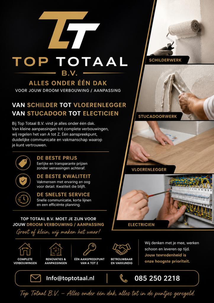 Complete verbouwing of renovatie? Alles onder één dak, 24-uursservice