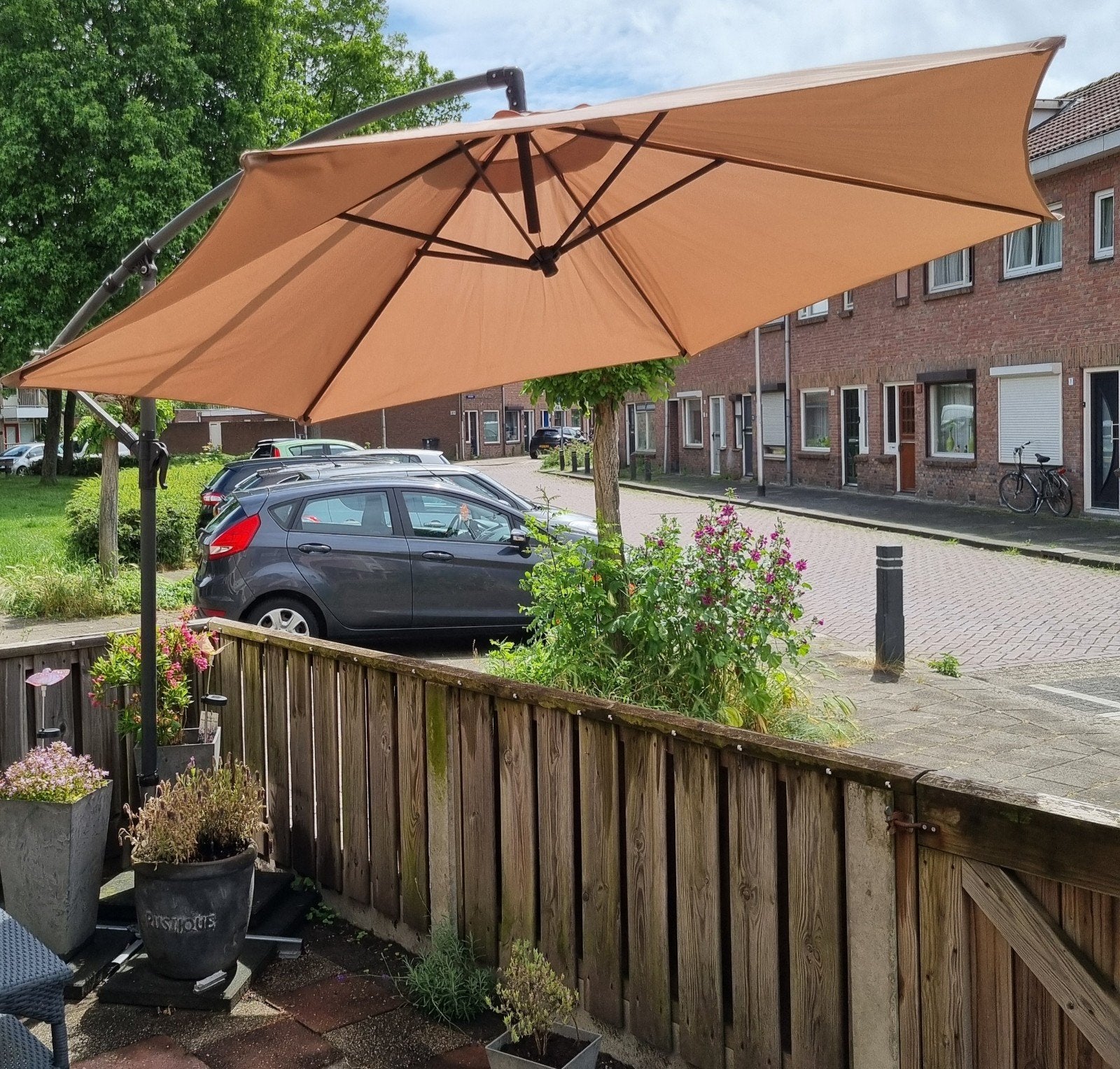 Zwevende parasol, Tuin en Terras, Ophalen, Minder dan 1 meter, Parasolvoet