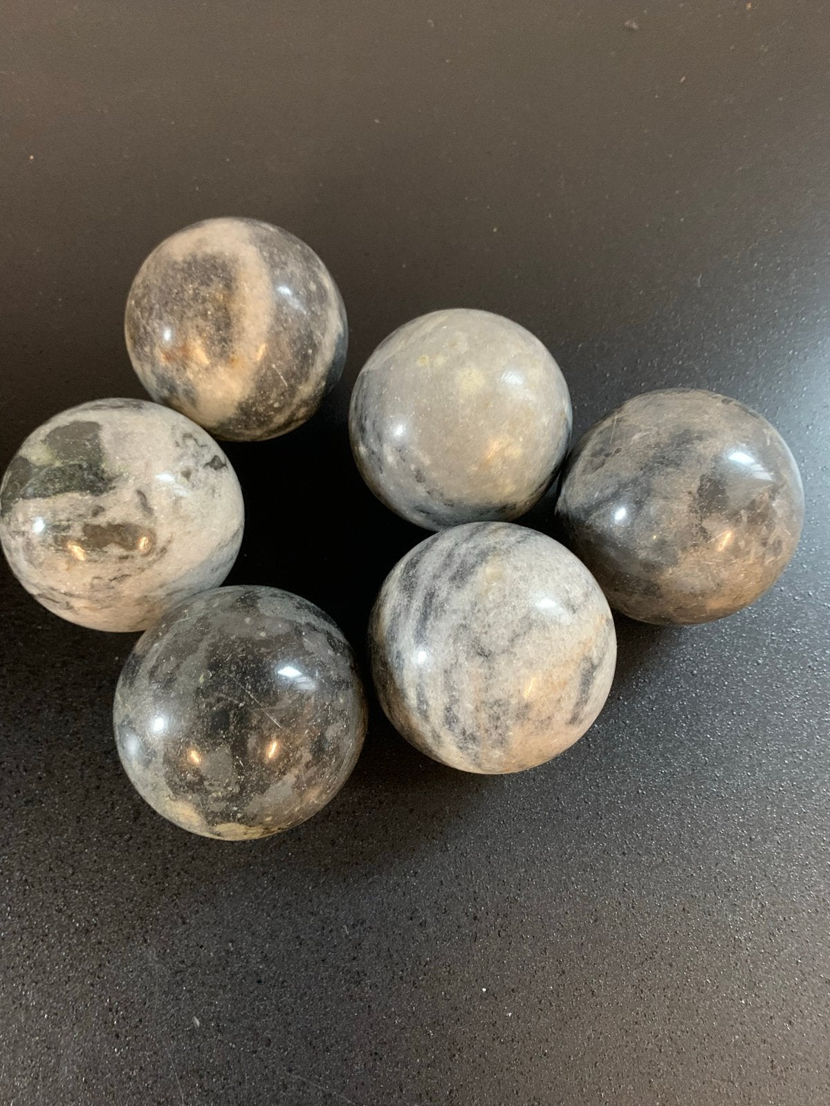 Decoratieve marmeren bollen - 6 cm doorsnede, Ophalen of Verzenden, Gebruikt, Grijs, Steen/keramiek