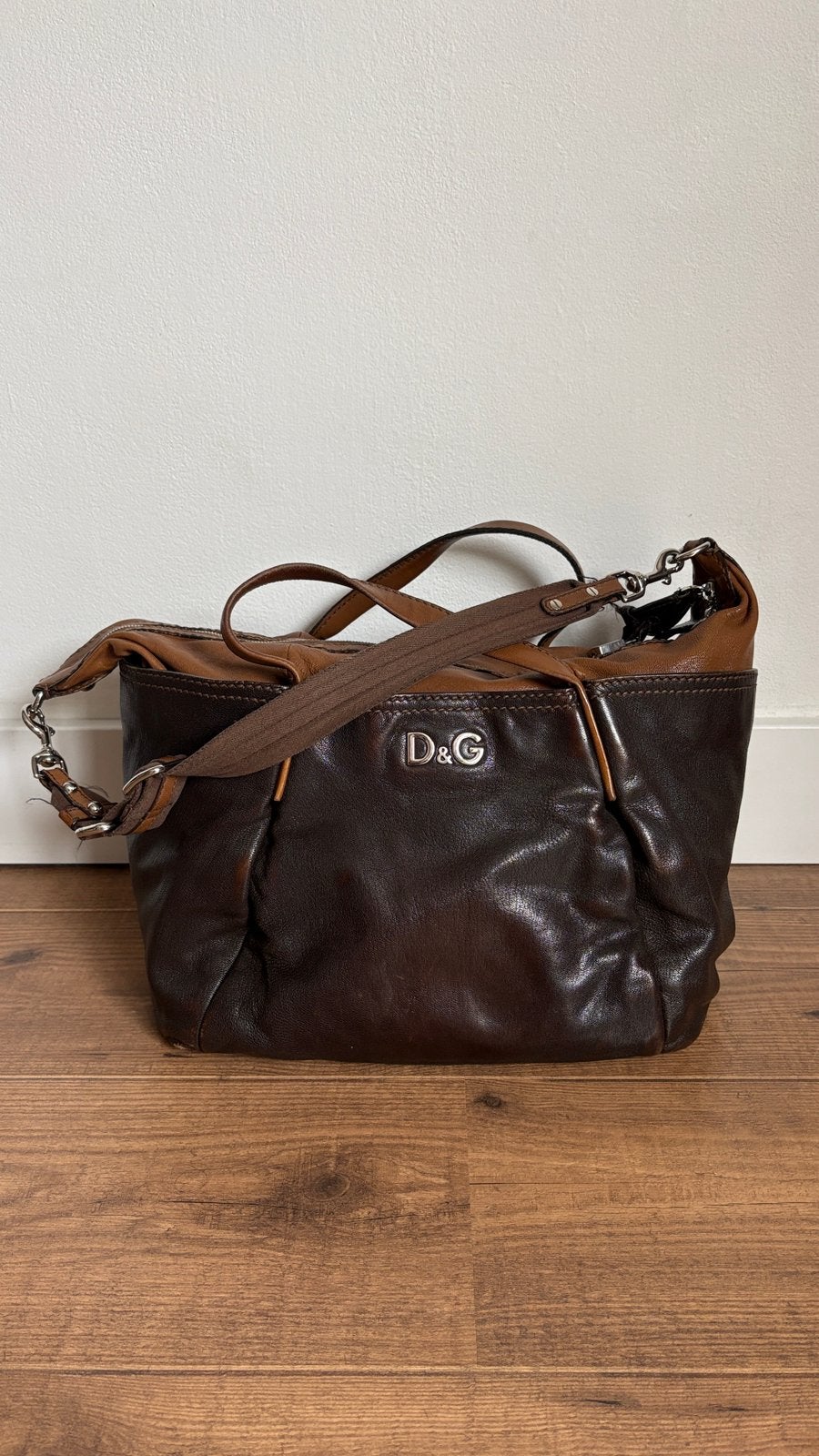 D&G  Ilenia lederen tas - goede staat, Ophalen of Verzenden, Gebruikt, Bruin, Handtas