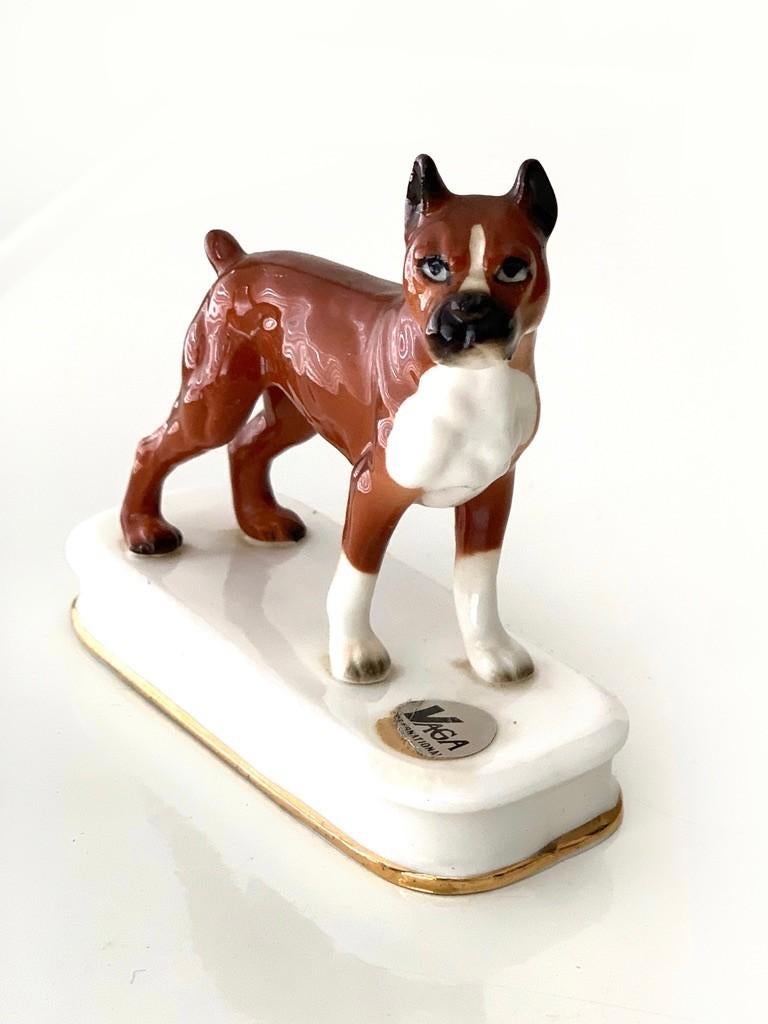 Vintage Vaga International Porseleinen Boxer Beeldje 9cm, Ophalen of Verzenden, Zo goed als nieuw, Dier