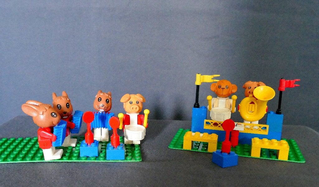 Fabuland Big band en meer: sets 3631 en 3712 (3x) + extra, Gebruikt, Overige thema's, Lego, Compleet