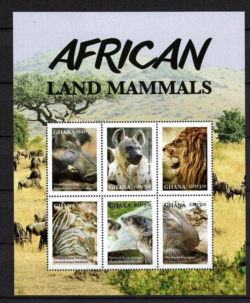 GHANA 2016 PF BLOK WILDLIFE ZOOGDIEREN LEEUW 1, Ophalen of Verzenden, Postfris, Dier of Natuur