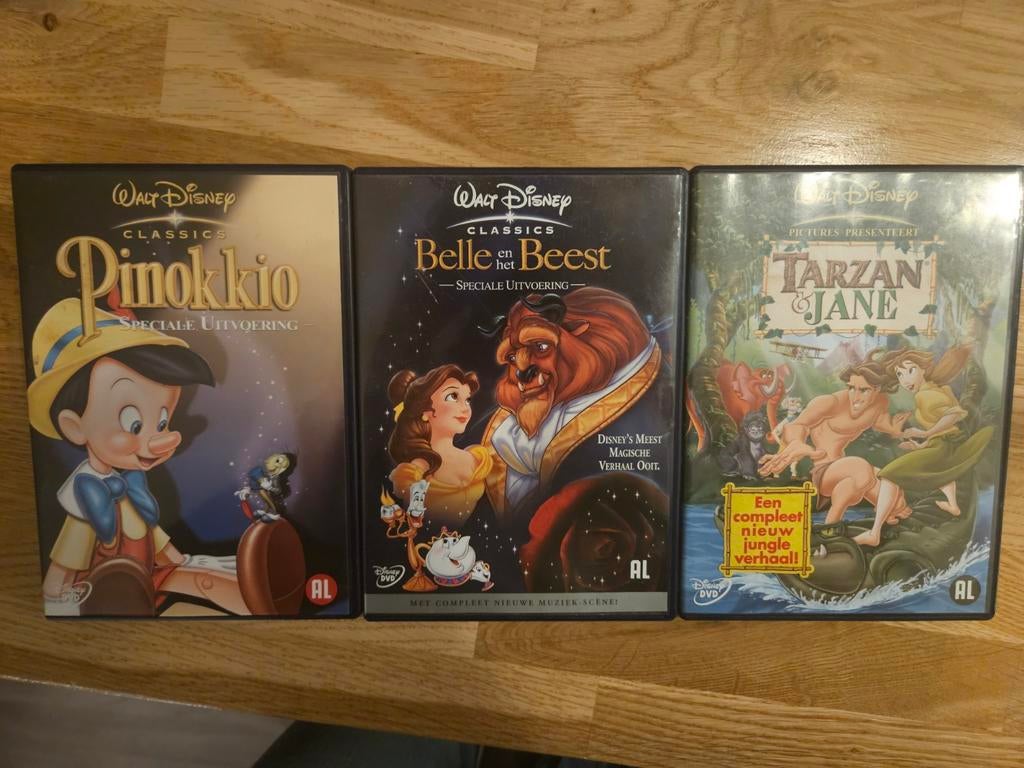 Pinokkio, Belle en het Beest, Tarzan en Jane DVD official, Cd's en Dvd's, VHS | Kinderen en Jeugd, Alle leeftijden, Ophalen of Verzenden