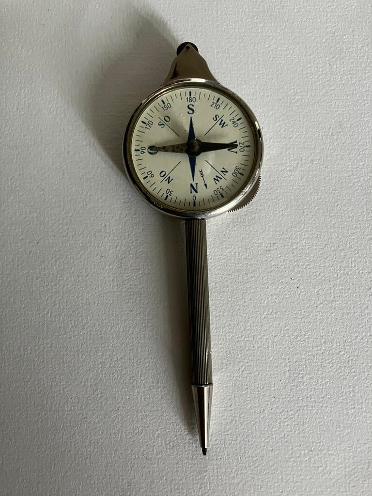 Antieke opisometer, kaartmeter met kompas en potlood, Ophalen of Verzenden