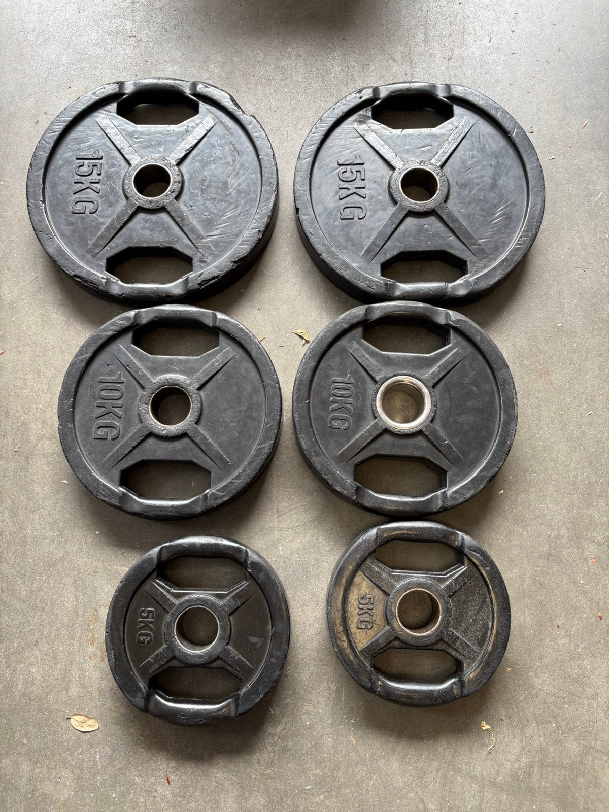 Olympische halter schijven 60 kg gewichten 50 mm, Ophalen, Halterschijven, Olympische halter schijven, Gebruikt