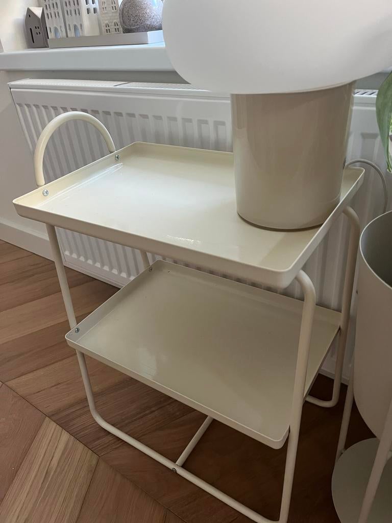 Ikea bijzettafel lamp beige, Minder dan 55 cm, Gebruikt, Metaal of Aluminium, Rechthoekig