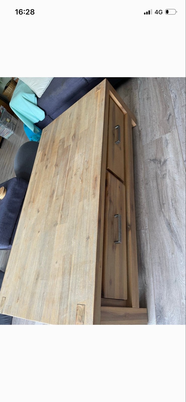 Houten salontafel HACO met lades (140x70x40cm), Ophalen, Gebruikt, 100 tot 150 cm, 50 tot 100 cm