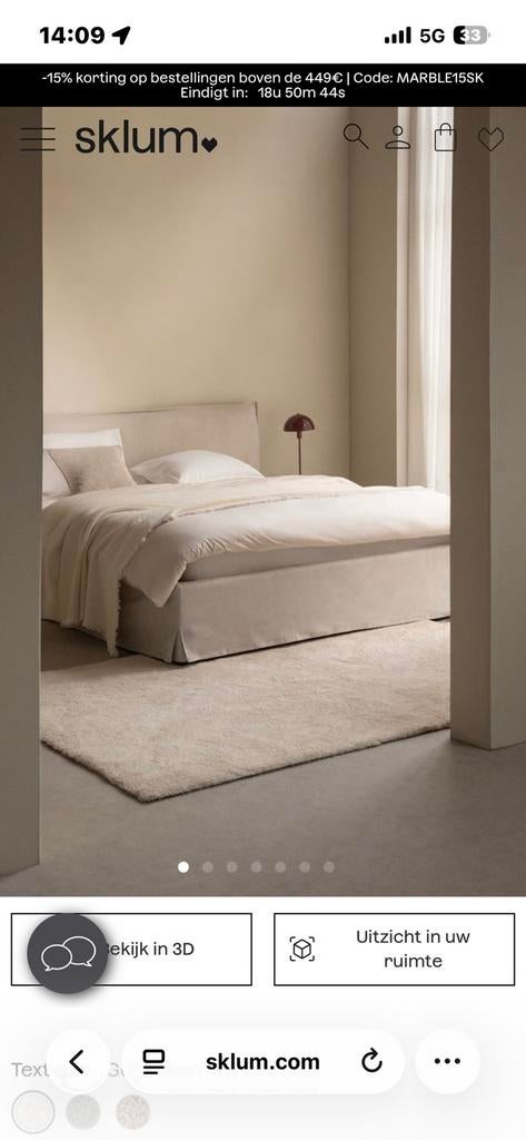 Lorea Sklum bed 160x200, Ophalen, Zo goed als nieuw, Tweepersoons
