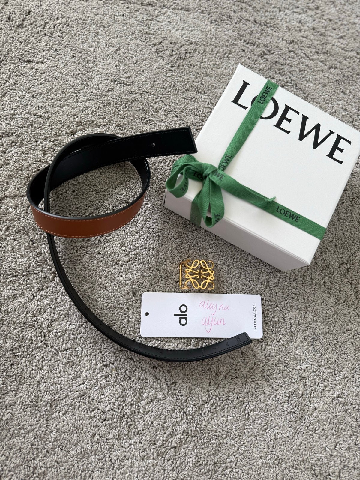 Loewe Anagram Riem Zwart/Bruin - Zo goed als nieuw, Minder dan 3 cm, 80 tot 90 cm, Heupriem, Ophalen of Verzenden