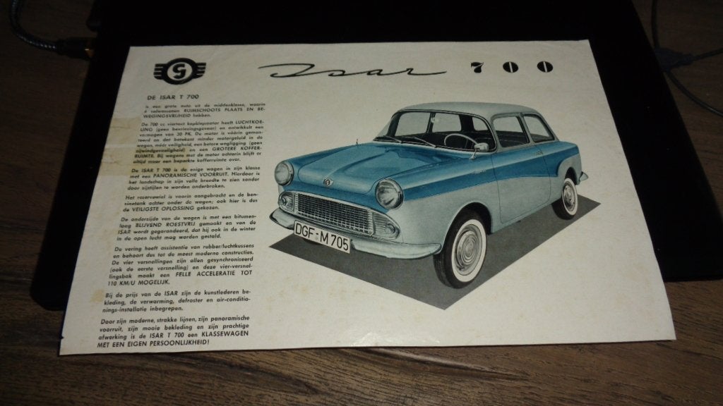 Folder  GLAS  ISAR  700, Verzenden, Gelezen, Overige merken