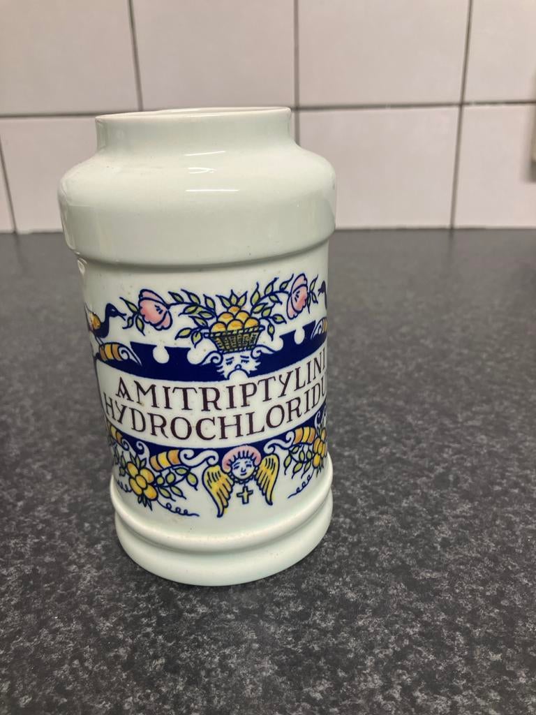 Vintage Apothekerspot Amitriptyline Hydrochloride Goedewaage, Antiek en Kunst, Ophalen of Verzenden