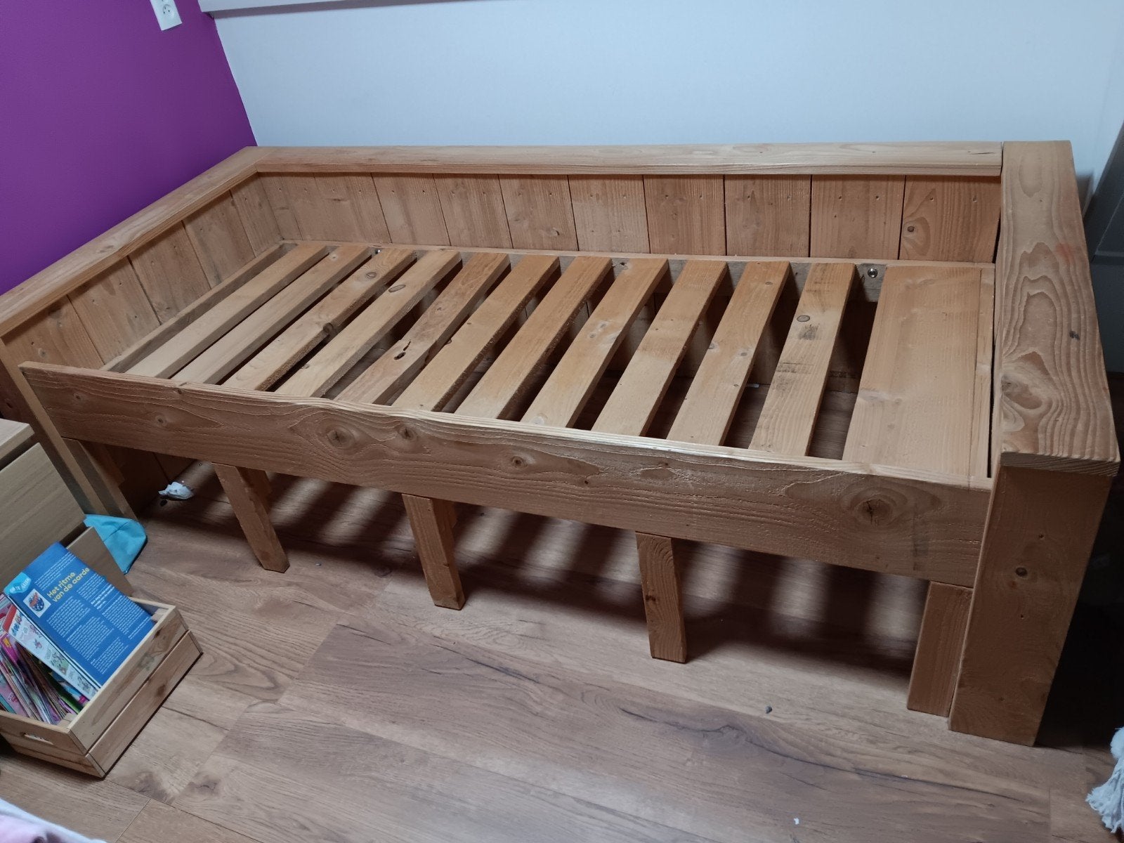 een persoonsbed, Huis en Inrichting, Ophalen, Eenpersoons, Steigerhout, 90 cm