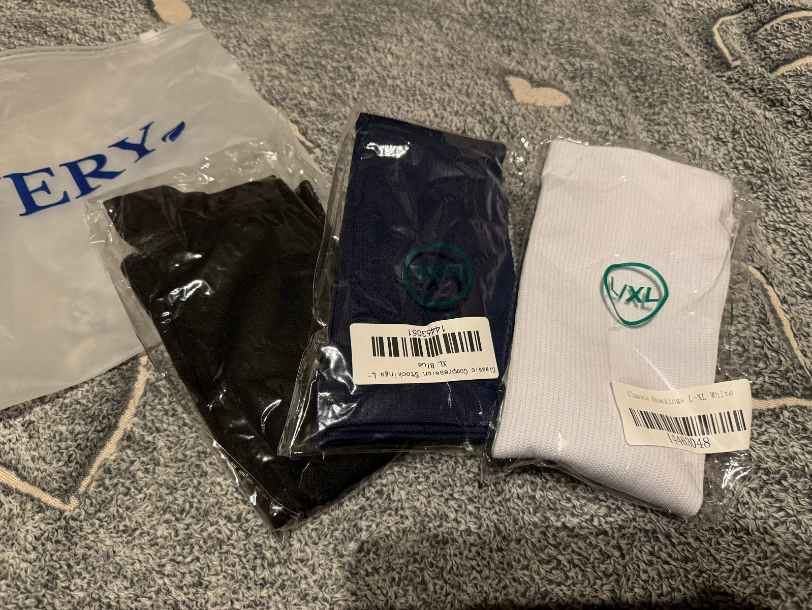 MEVERY Compressiekousen L/XL - Zwart, Wit, Blauw, Sokken en Kniesokken, Zwart, Nieuw, Overige maten