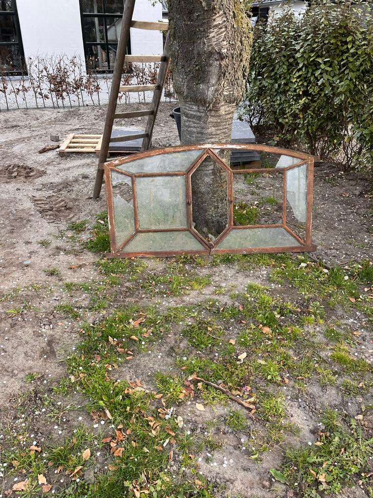 Oude ijzeren ramen met glas - Decoratief of project, Ophalen, Gevelraam of Ruit, Gebruikt, Minder dan 80 cm